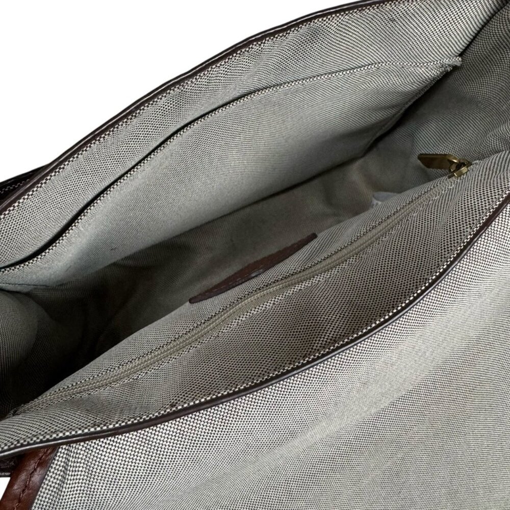 Fossil Heritage Crossbody Bag Top Handle Black Brown Leather Preppy - Picture 13 of 16